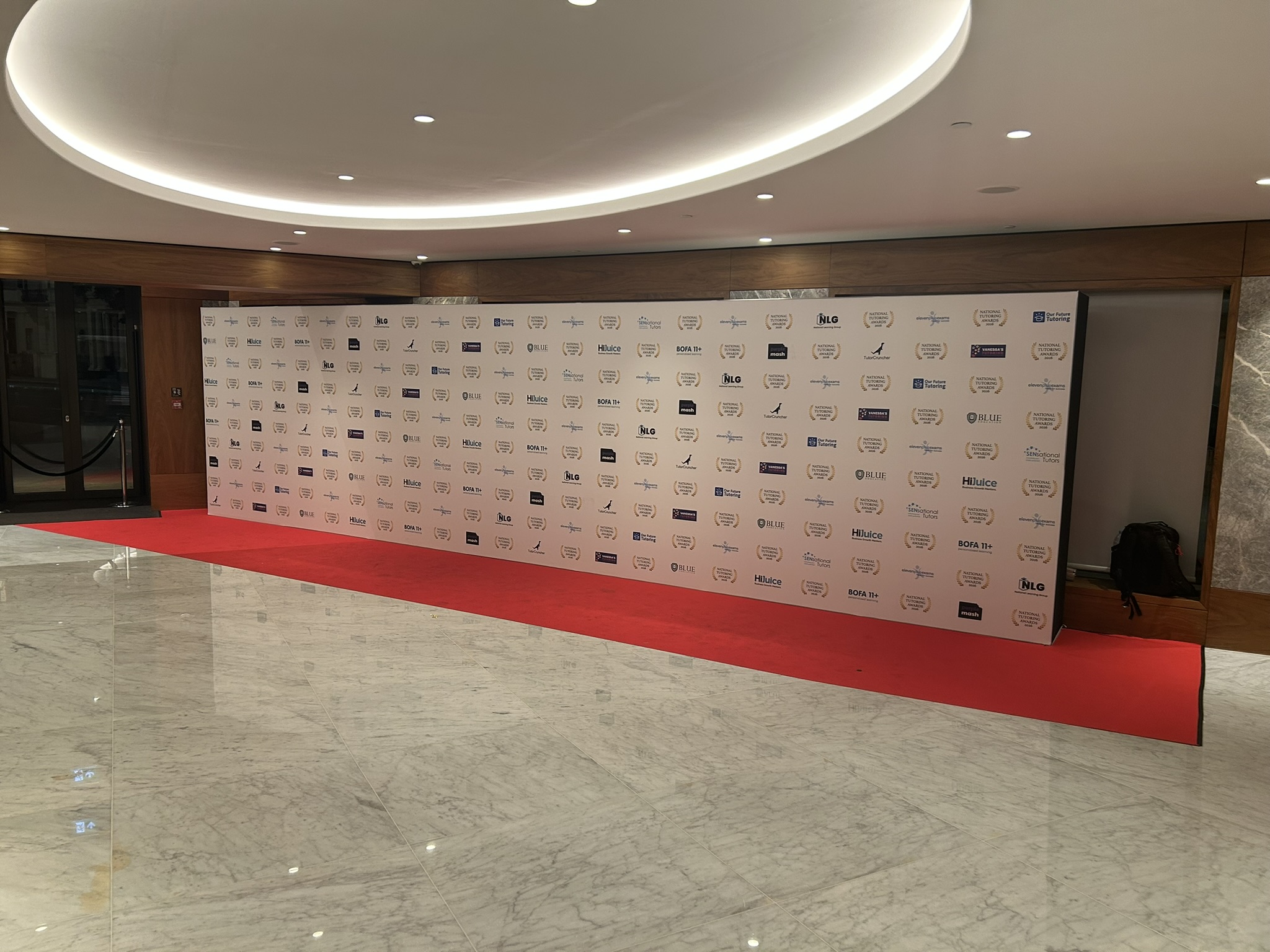 Photo back drop with red carpet at the Royal Lancaster Hotel London