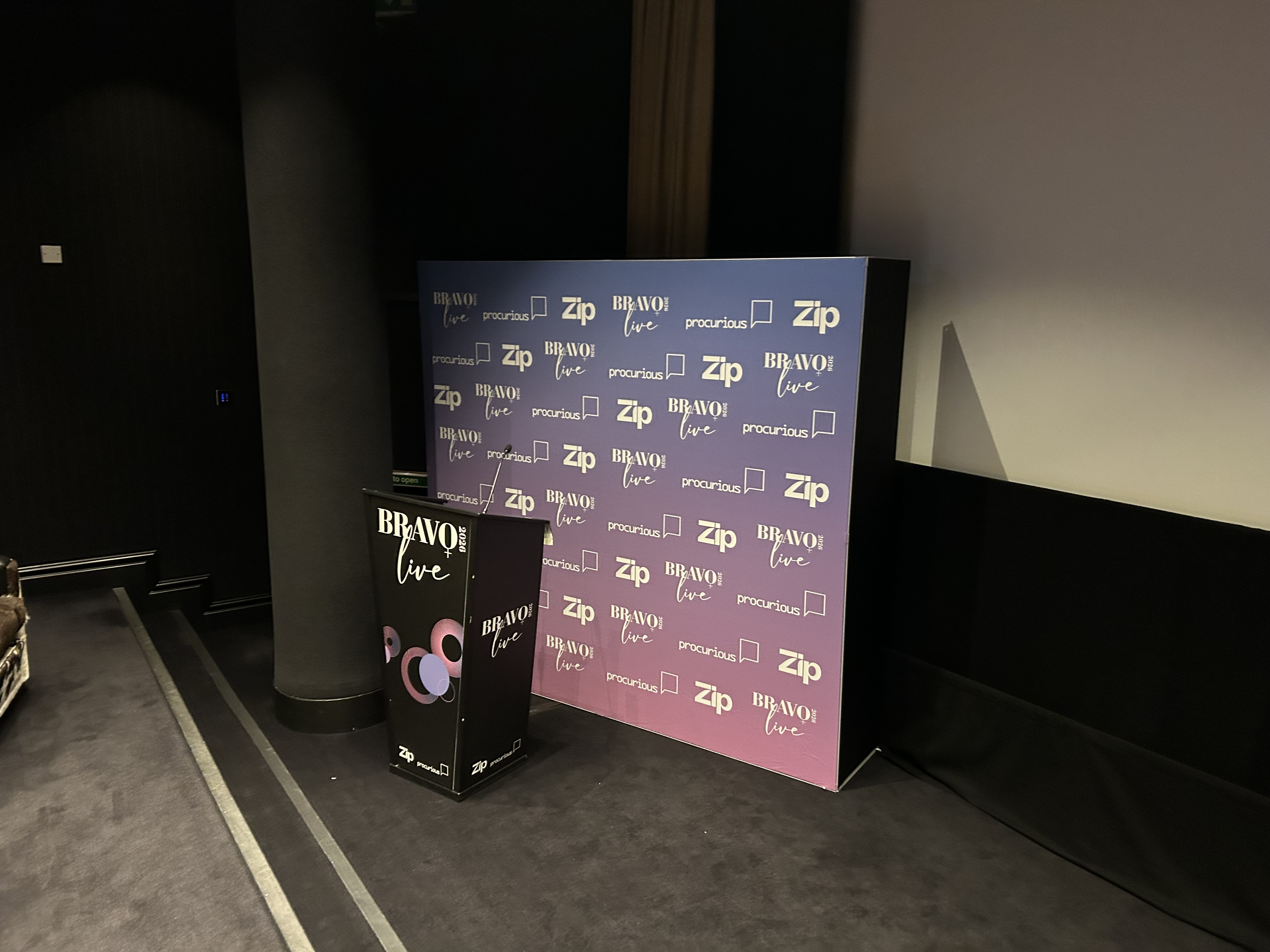Key note stage backdrop with branded lectern 