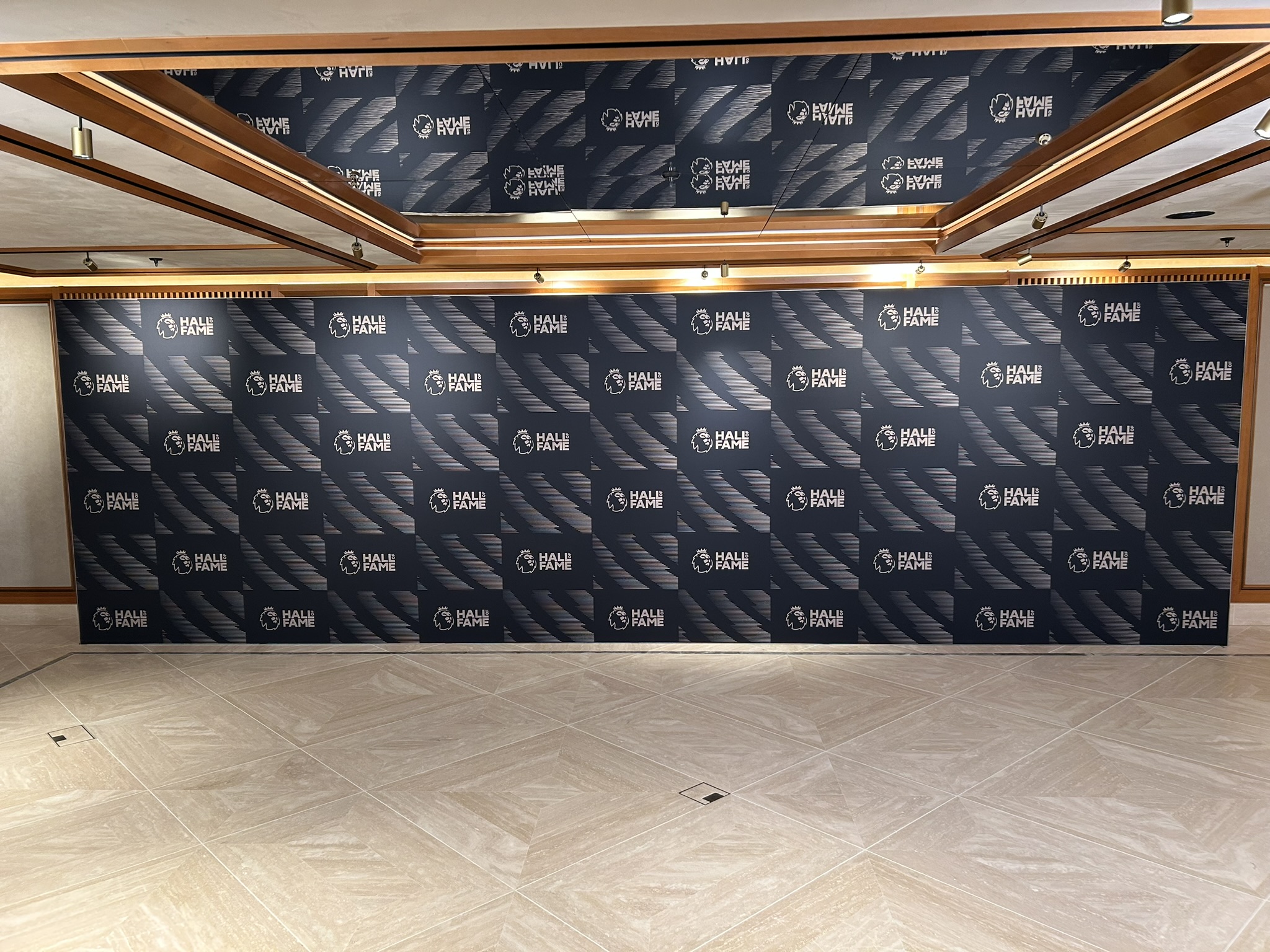 Large Step and repeat wall for the premier league all of fame 2025
