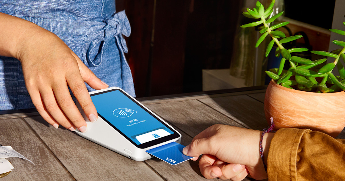 Card payment terminal in use