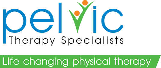 Logo of Pelvic Therapy Specialists with two stylized figures in the letter V and the tagline 'Life changing physical therapy'.
