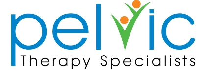 Pelvic Therapy Specialists logo with stylized letters and human figures integrated in the letter V.