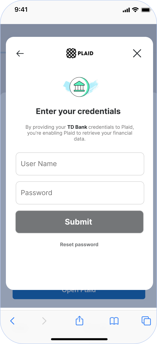 Step 9: Sign in to bank account