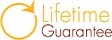 Logo indicating a lifetime guarantee on services, featured in the website's footer