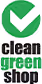 Environmental certification logo for 'Clean Green Shop'.