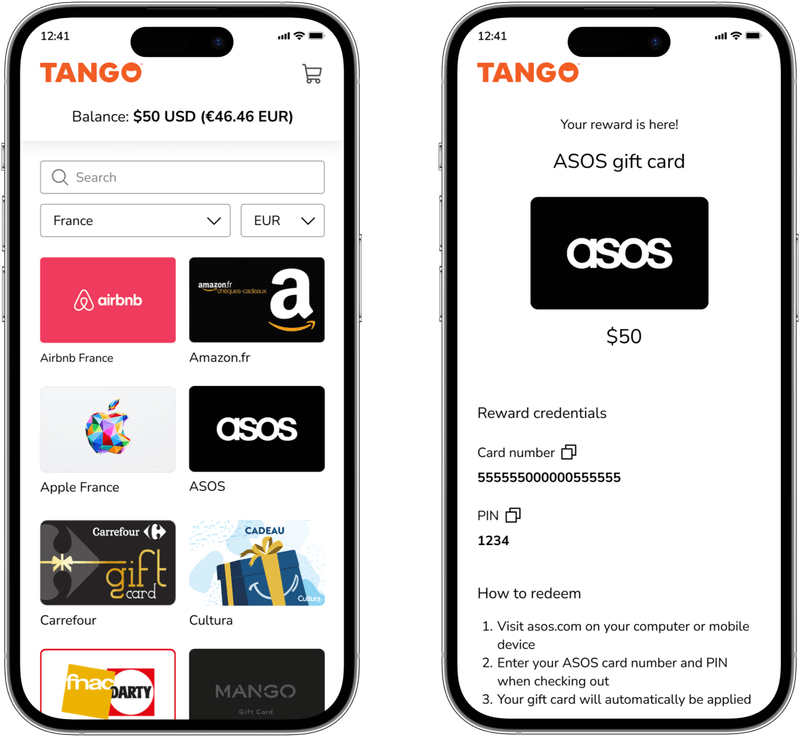 Gift Card Rewards and Services Tango
