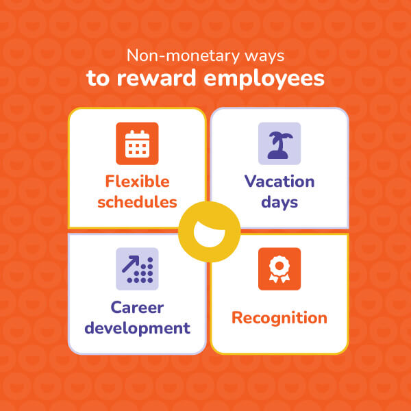 A graphic with ideas for rewarding staff without money