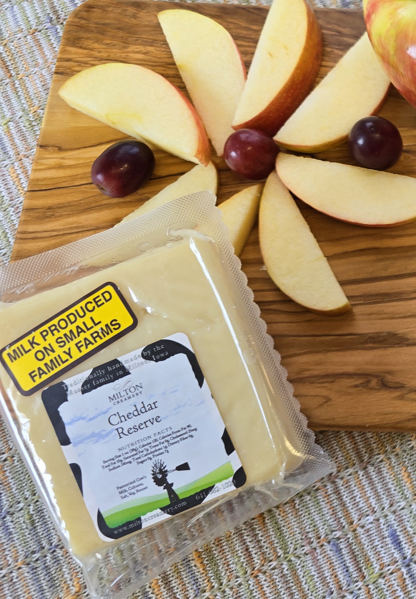 Milton Creamery's Cheddar Reserve, a bold aged cheddar with firm texture and rich aged flavor