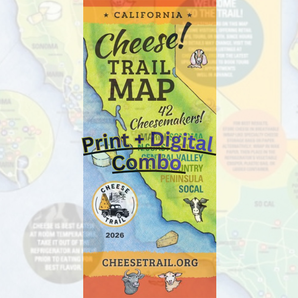 Get the complete 2026 California Cheese Trail experience with the printed map, complimentary stickers, and instant digital download together in one bundle.