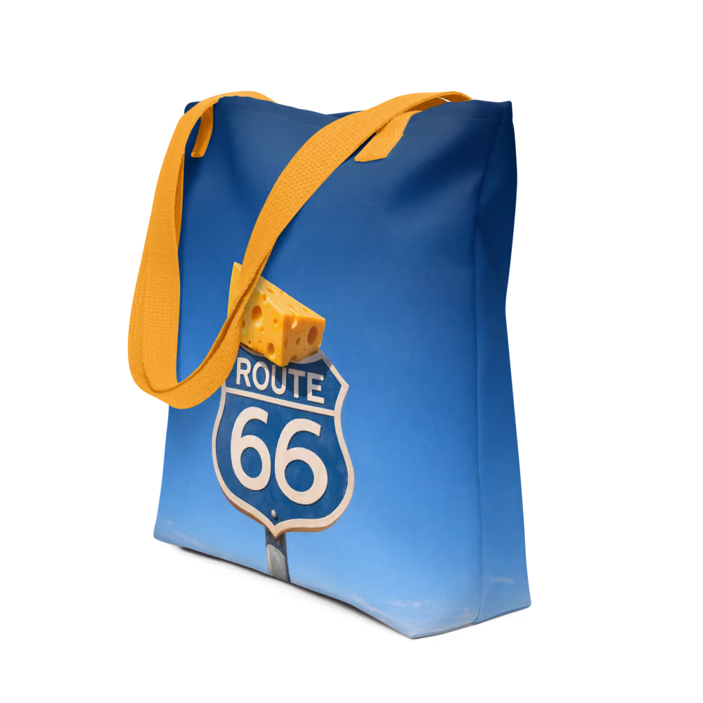 Join us in celebrating 100 years of Route 66 with our new tote bag! Its dual handles are made from 100% natural cotton bull denim and ensure easy-carrying, and it can safely hold up to 44lbs!