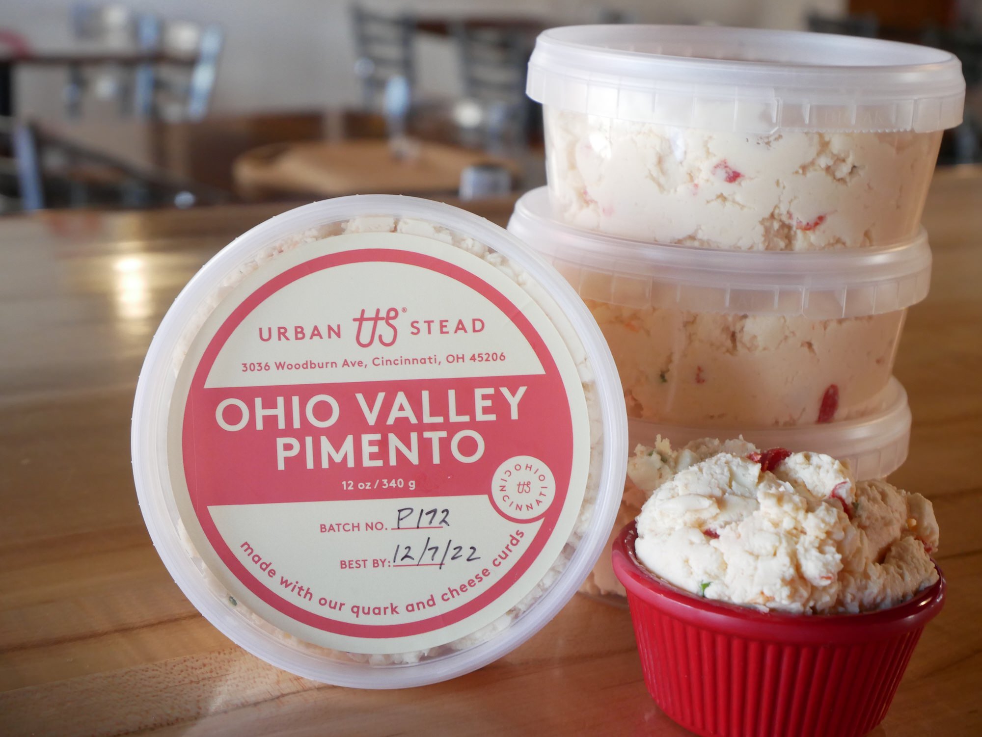 Our Ohio Valley Pimento comes in a 12oz serving size, combines our Quark with diced up cheese curds to replicate the traditional shredded cheddar of southern Pimento's. We then add traditional pimento flavors to create this creamy and addictive spread.