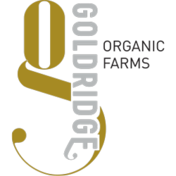 Gold Ridge Organic Farms logo with stylized golden letter Q and vertical silver text 'Gold Ridge' beside black text 'Organic Farms'.