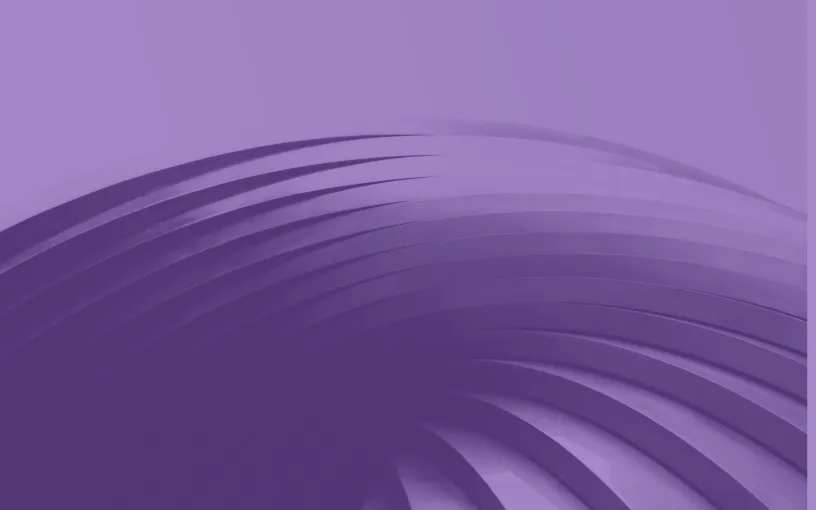 Close-up of overlapping curved metal or plastic fins with a purple color overlay.