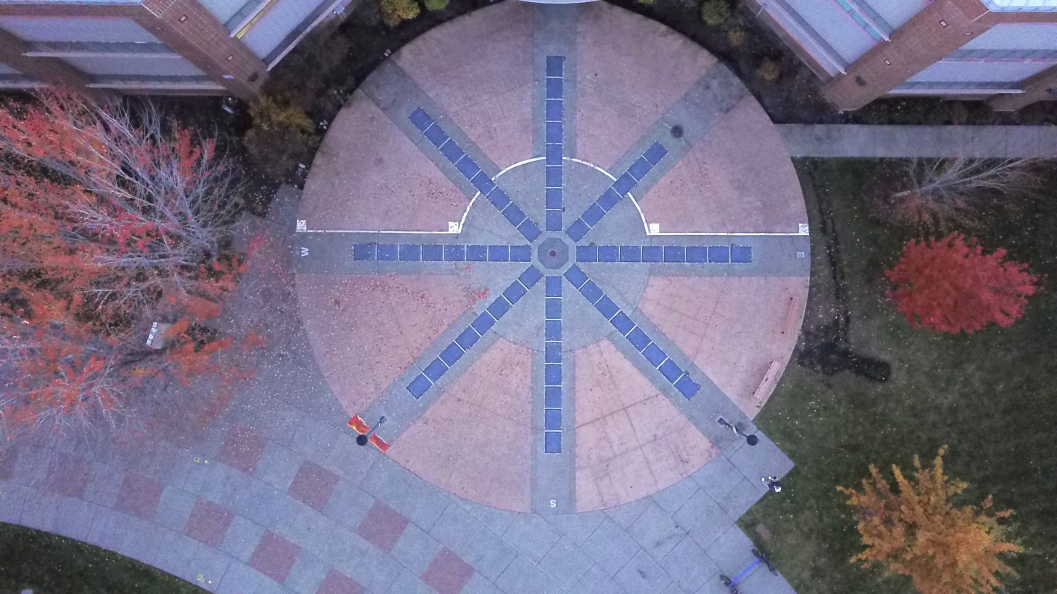 An aerial view of the solar compass.