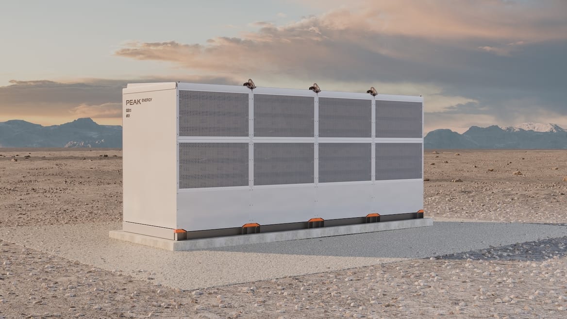 A white box in a desert setting