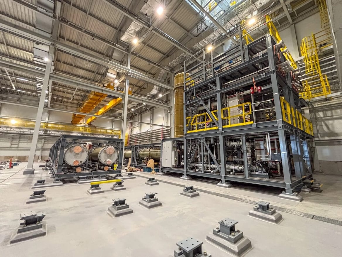 Industrial equipment in a warehouse.