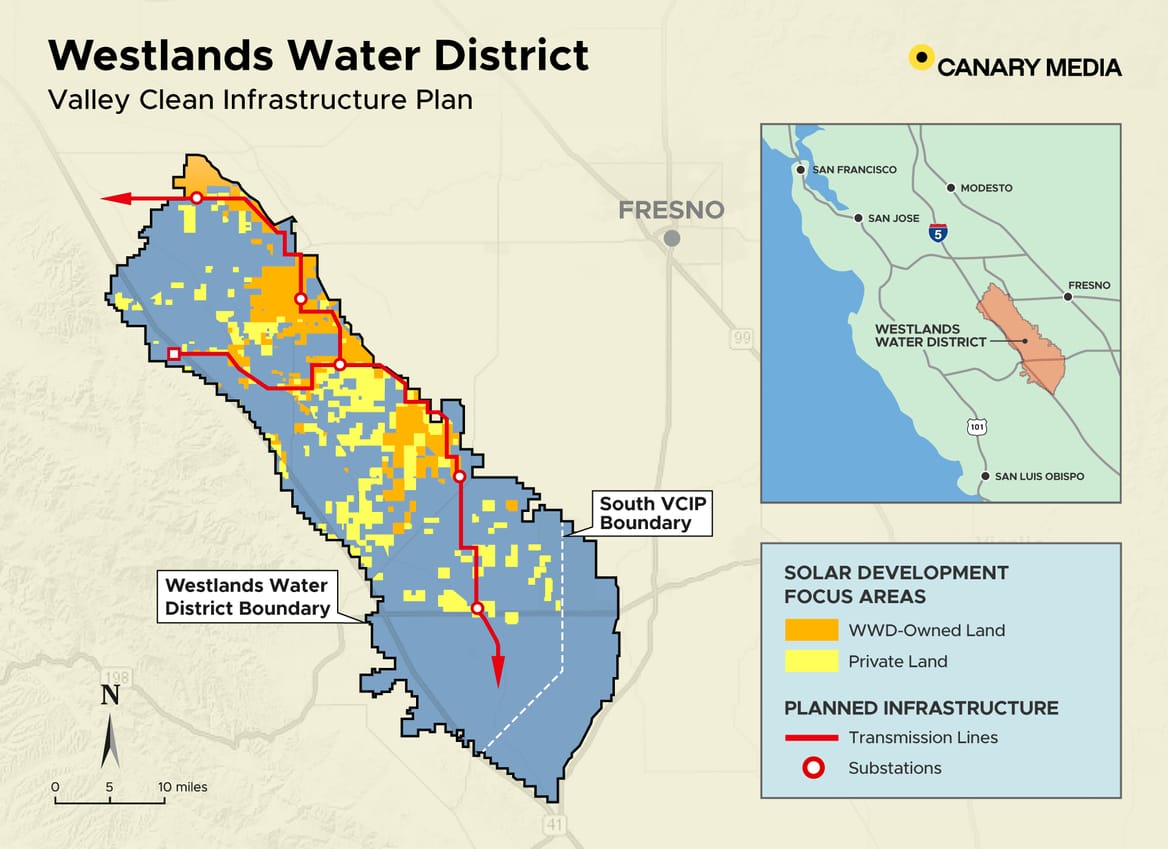 map of Westlands Water District and Valley Clean Infrastructure Project