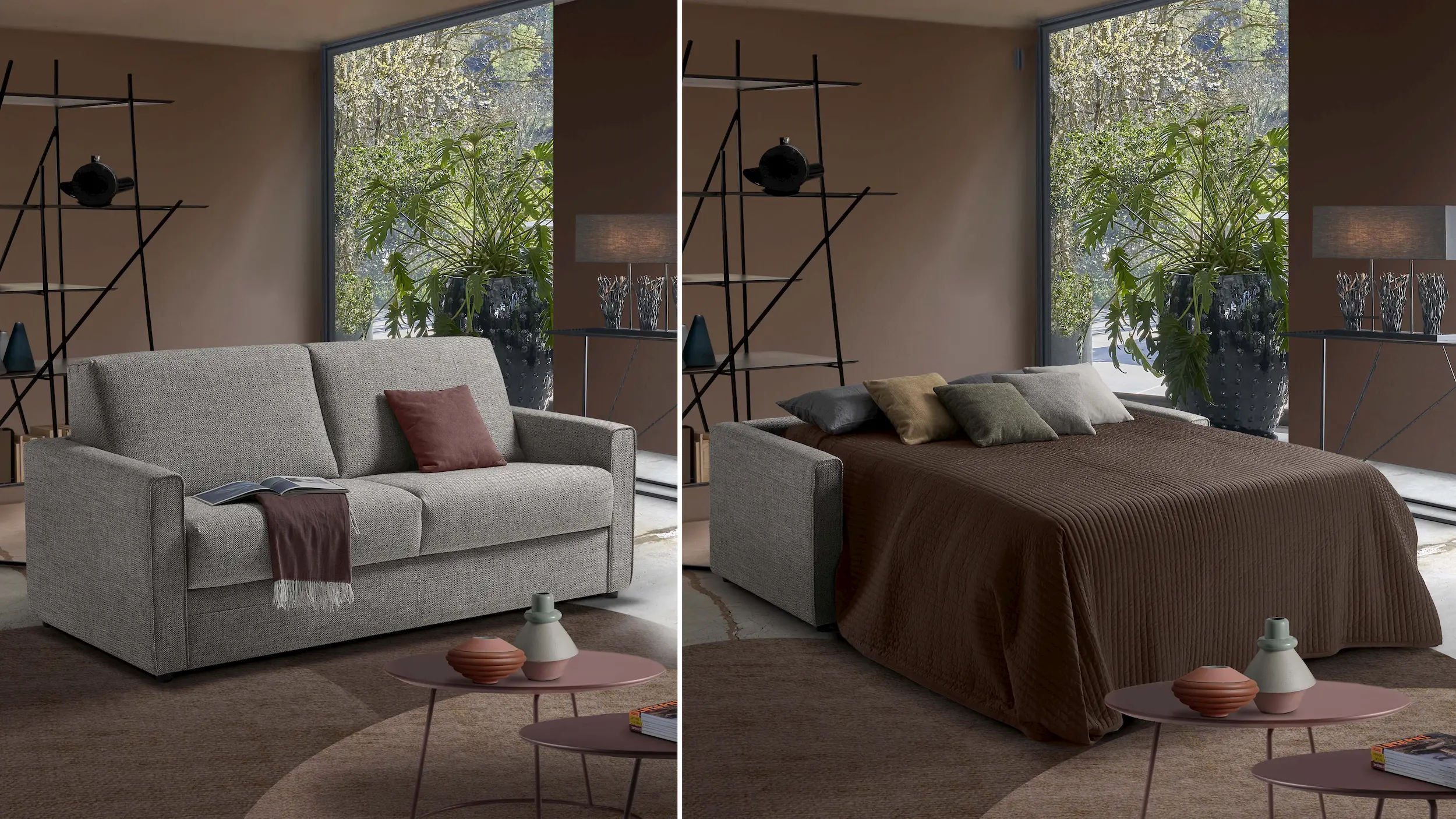 Een interieur met uitklapbed van SMART by Celio