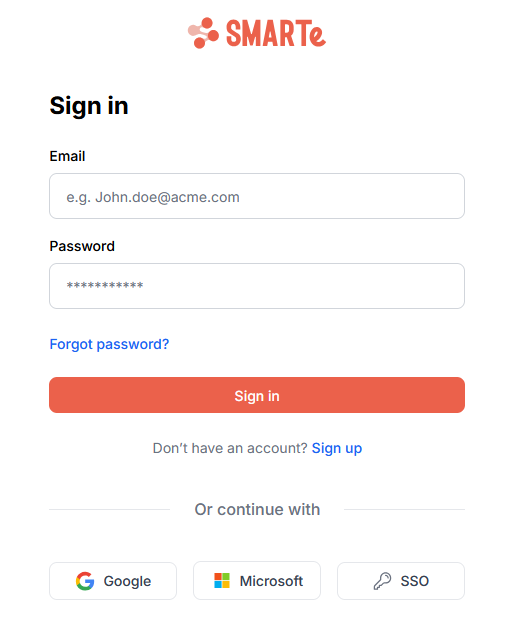 Log in to SMARTe with your credentials