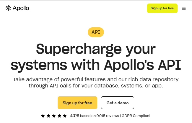 Apollo.io API showing prospect data and automated sales workflows