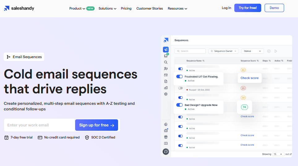 Saleshandy can be a good fit for cold email sequence and automation