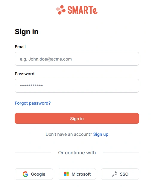 Log in to SMARTe with your credentials