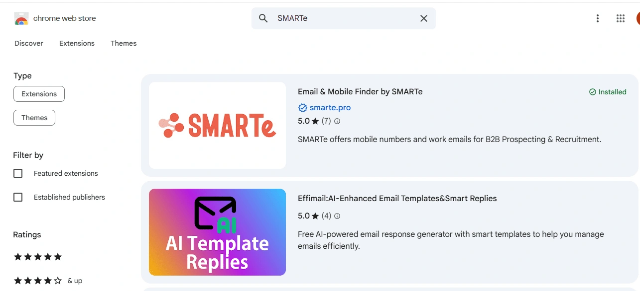 Download and install SMARTe chrome extension to find someone's email address through LinkedIn or company websites