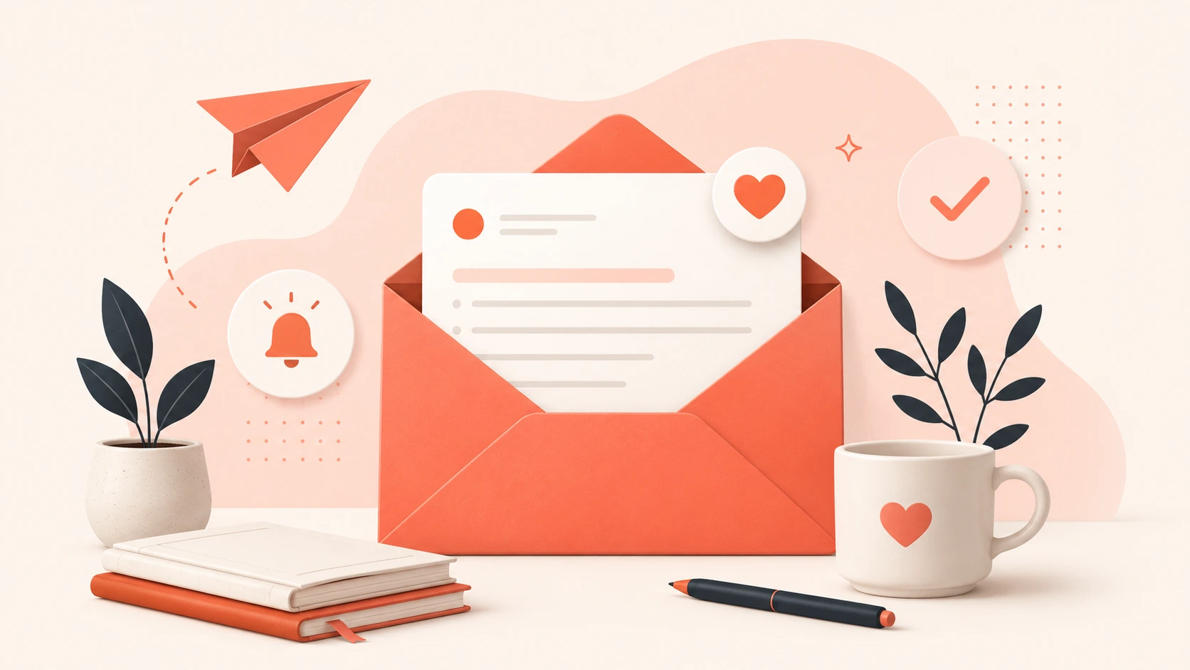 Professional gentle reminder email illustration with follow-up, notification, and response elements representing polite reminder email templates.