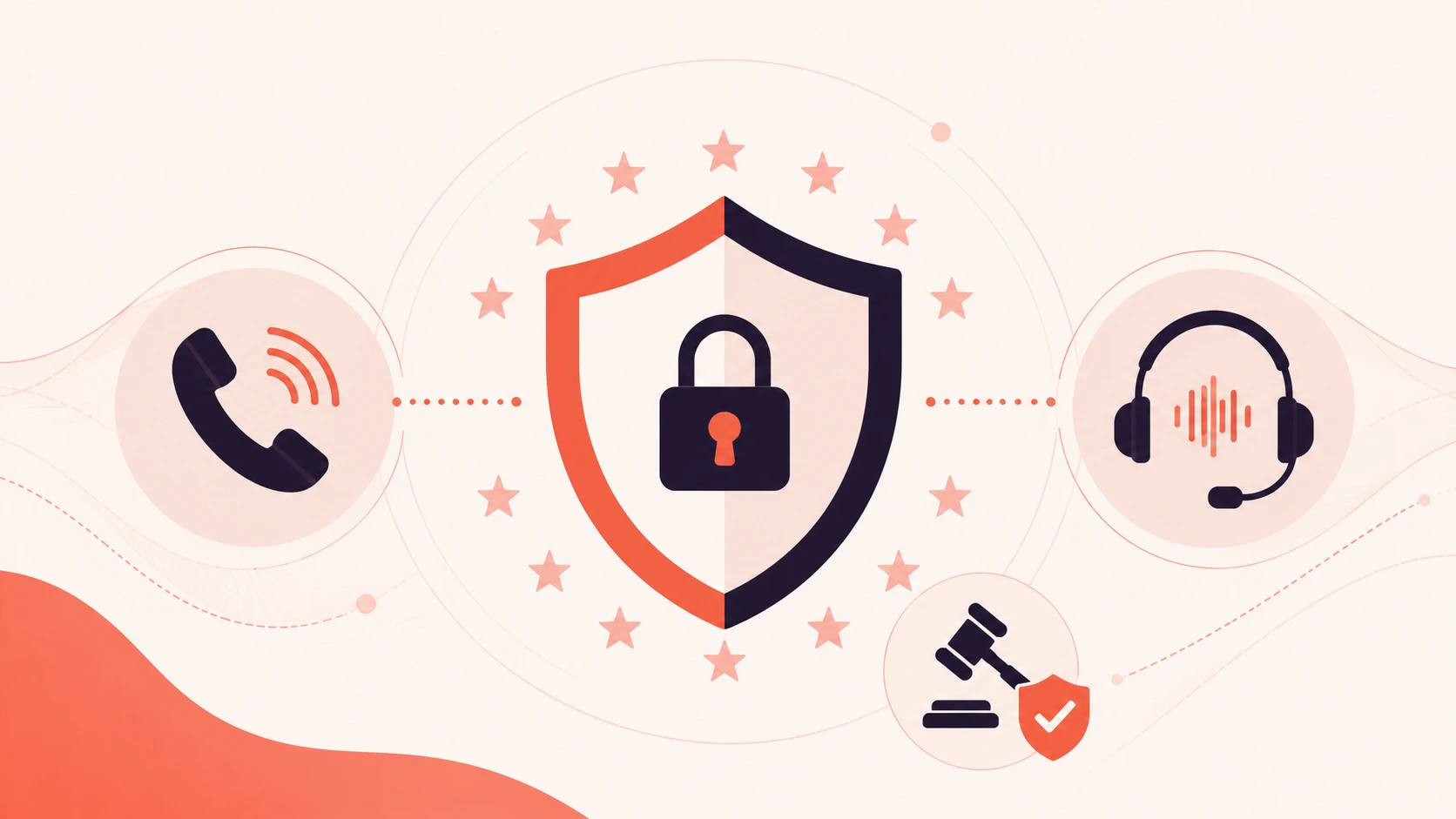 Illustration of GDPR-compliant cold calling with secure communication, data privacy, legal compliance, and consent protection for B2B sales.