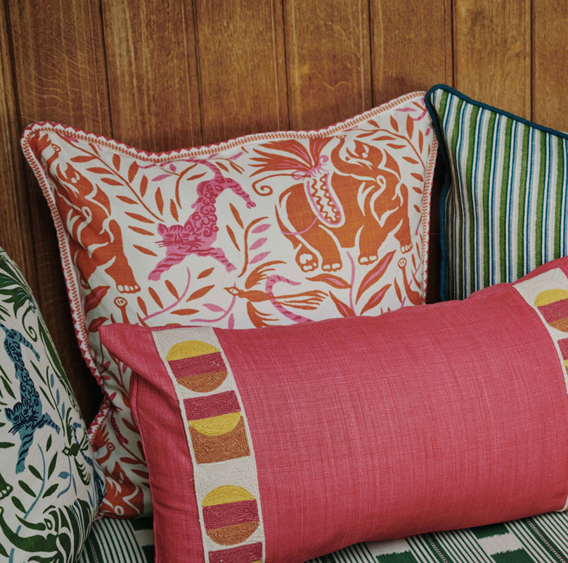 La Jungle Hot Pink Cushion by Christopher Farr Cloth