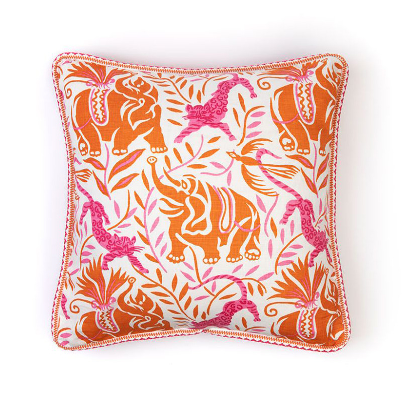 La Jungle Hot Pink Cushion by Christopher Farr Cloth