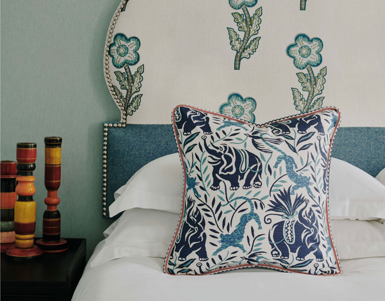 La Jungle Indigo Cushion by Christopher Farr Cloth