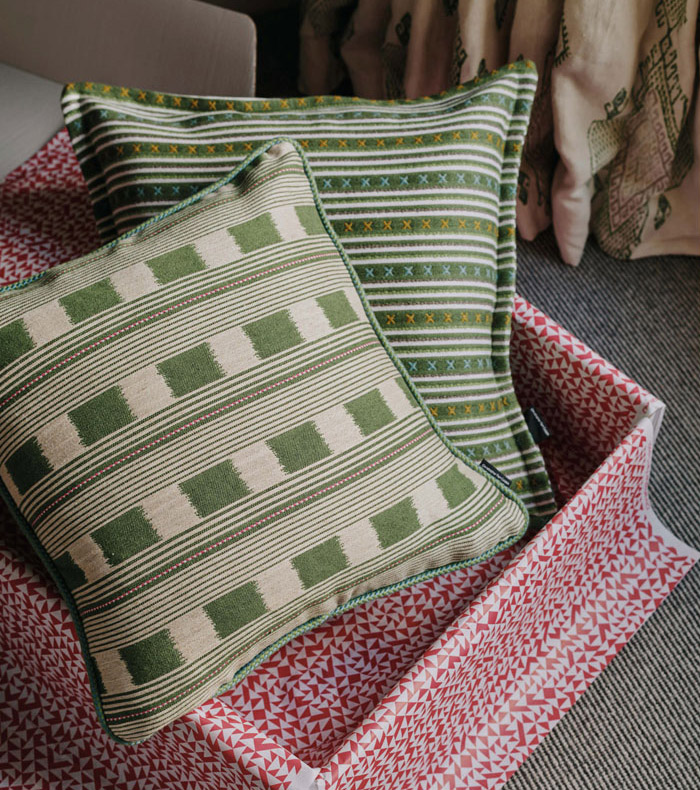 Lost and Found Green Cushion by Christopher Farr Cloth