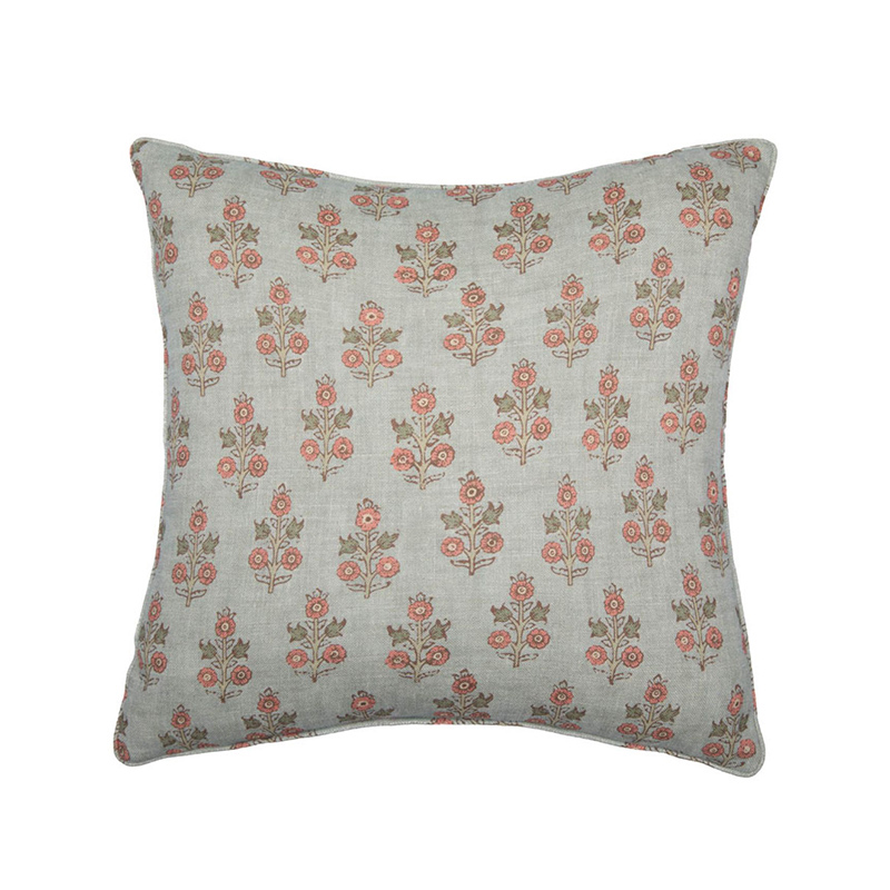 Poppy Sprig Cushion Aqua/Blush by GP & J Baker