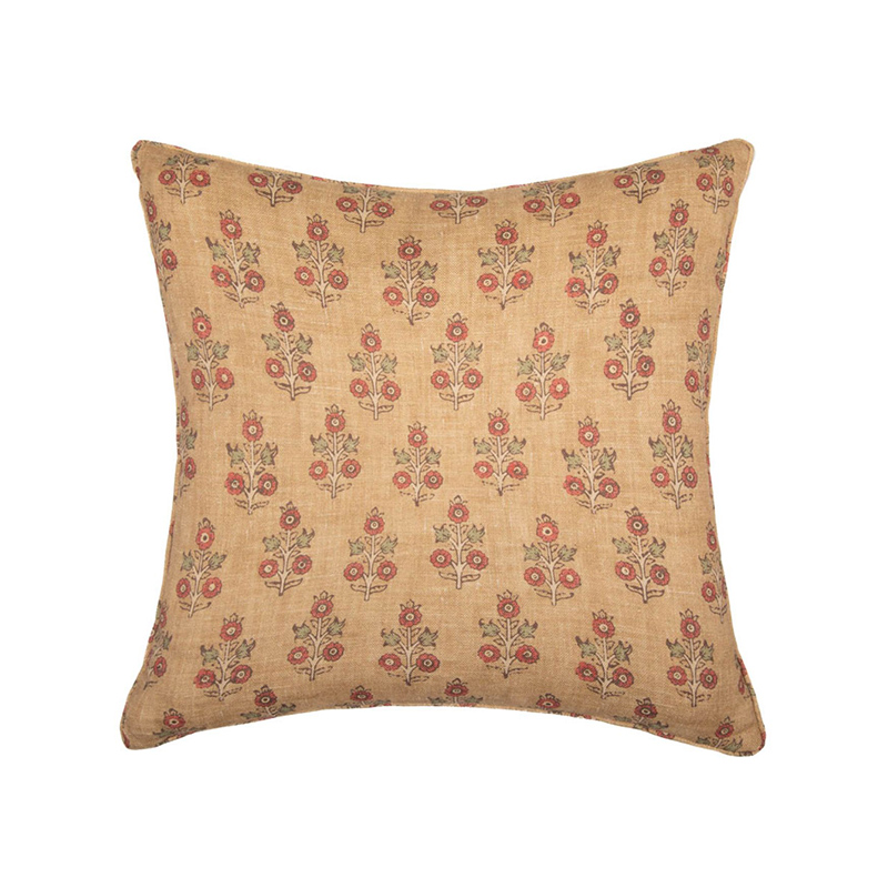 Poppy Sprig Cushion Ochre by GP & J Baker