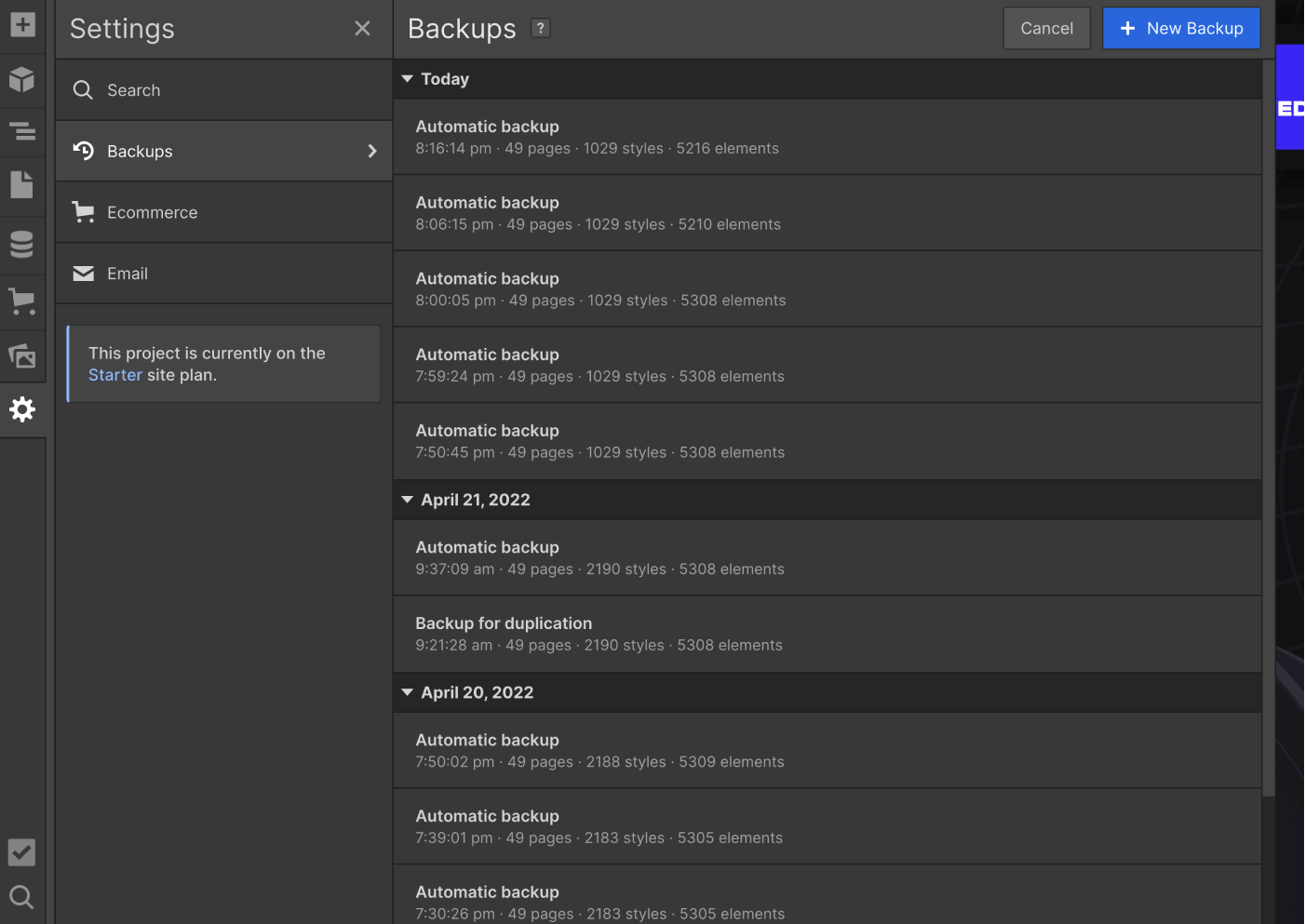 Backups - Blockchain X Webflow Template