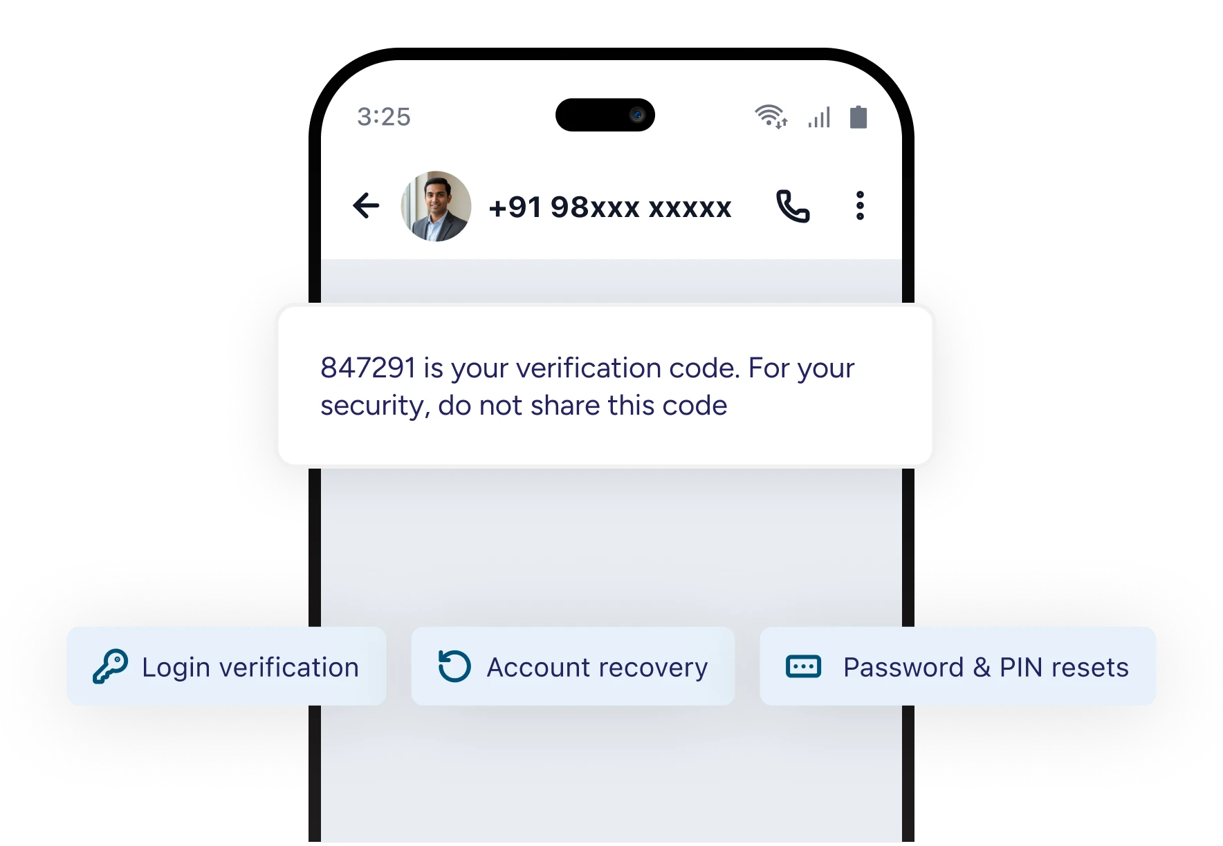 One time password SMS on a phone