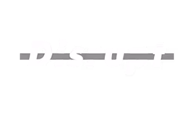 A black and white logo for Disrupt.