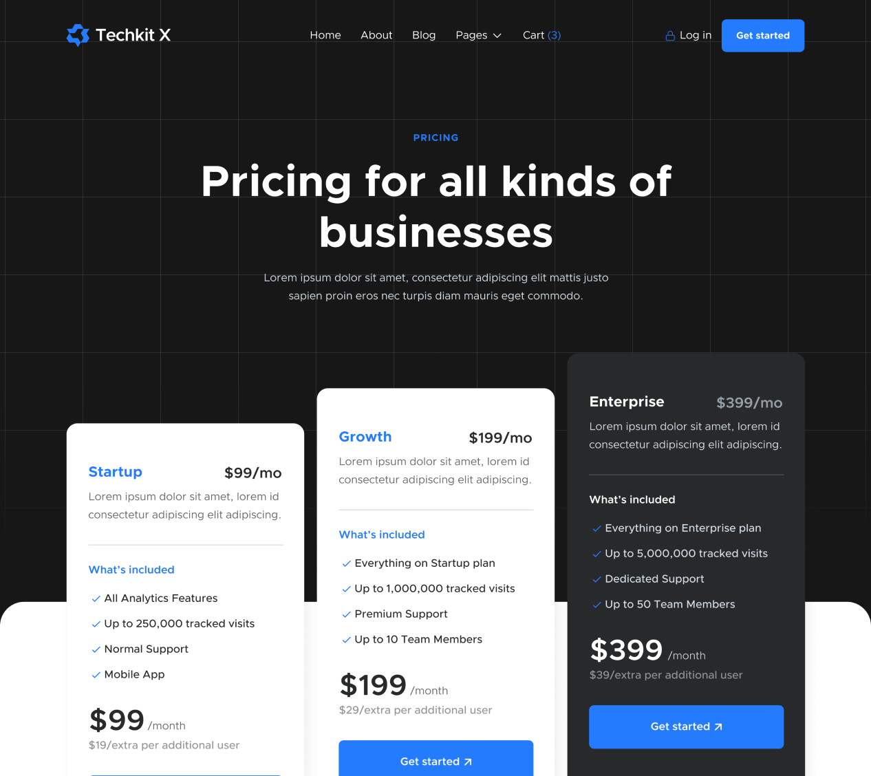 Pricing - Techkit X Webflow Template