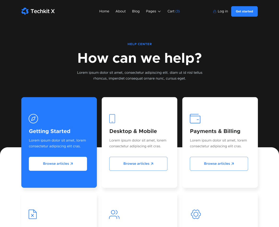 Help Center - Techkit X Webflow Template