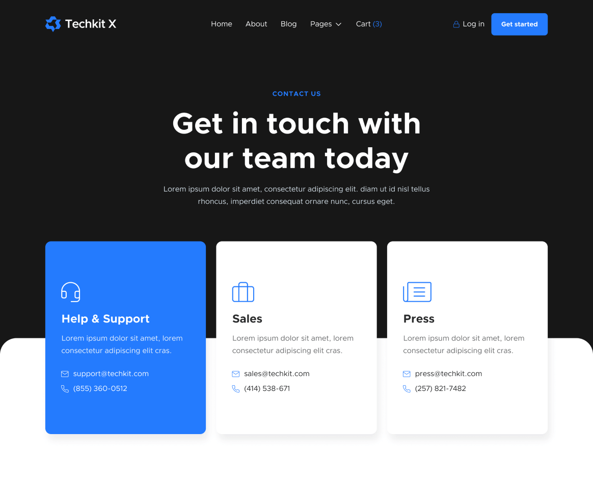 Contact V1 - Techkit X Webflow Template