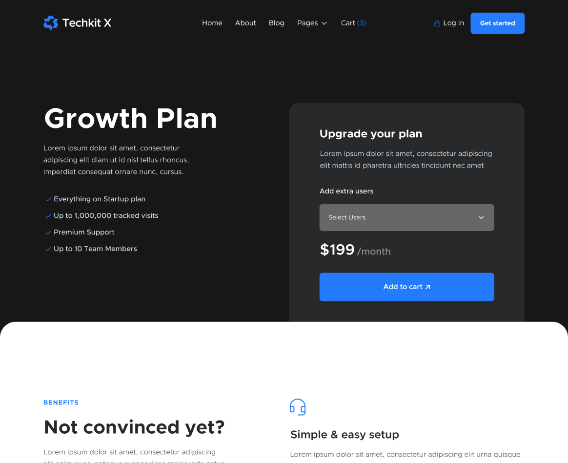 Pricing Single - Techkit X Webflow Template