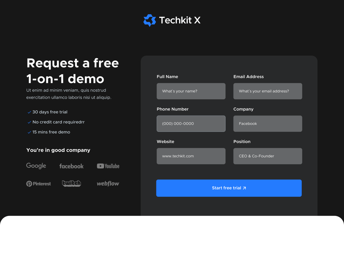 Landing Page - Techkit X Webflow Template