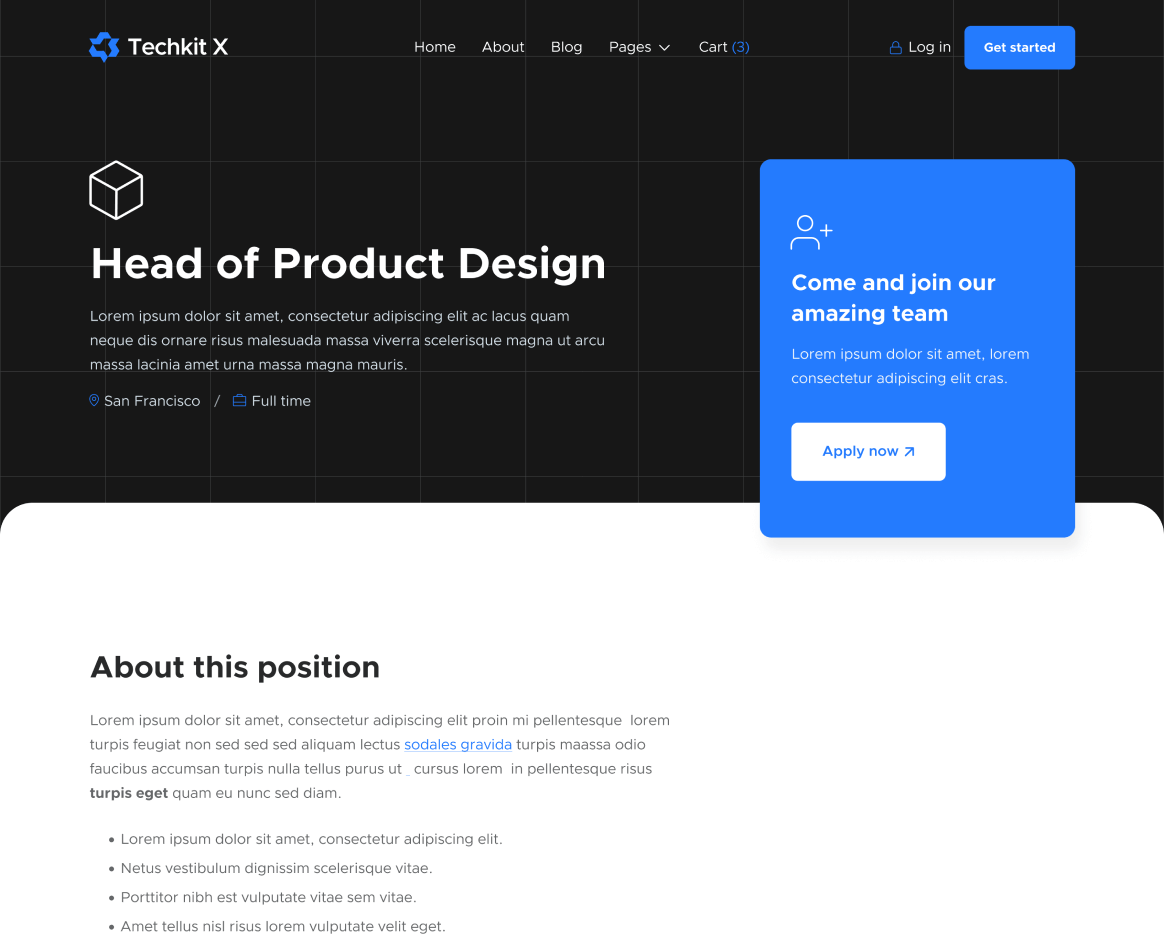 Job Post - Techkit X Webflow Template