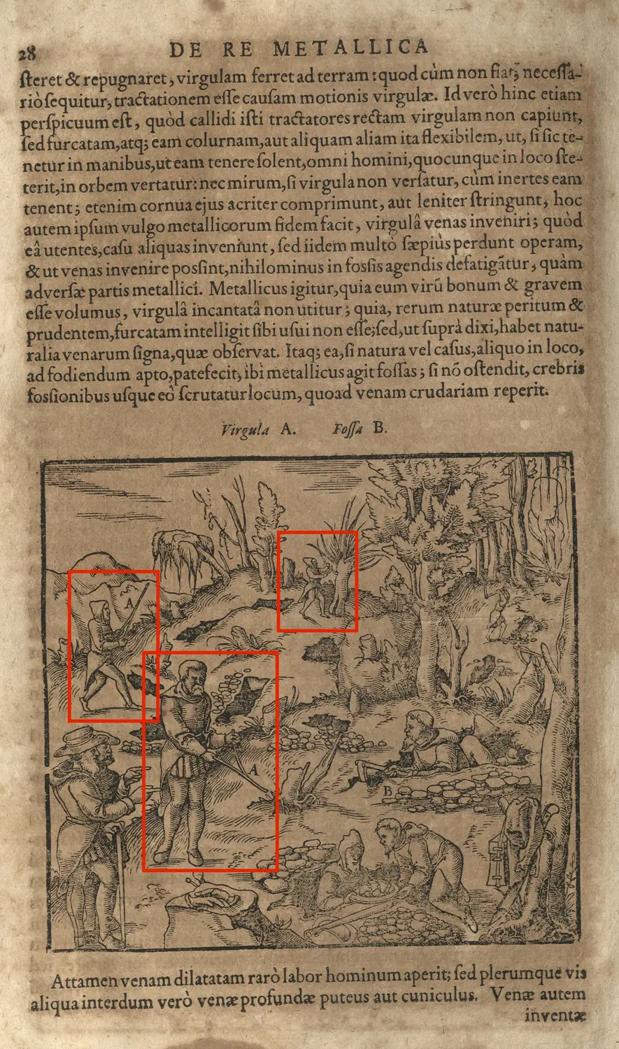 On the use of divining rods to locate ore veins. We see how a divining rod is made from a willow tree, how to use it for searching, and how it reacts.