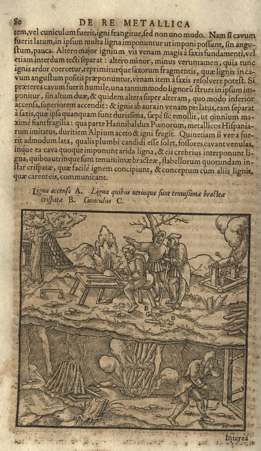 One of the dangerous methods involved making rock brittle underground by setting fires. Not only could the resulting smoke be deadly, but improper handling of the process could also trigger an underground rockfall.
