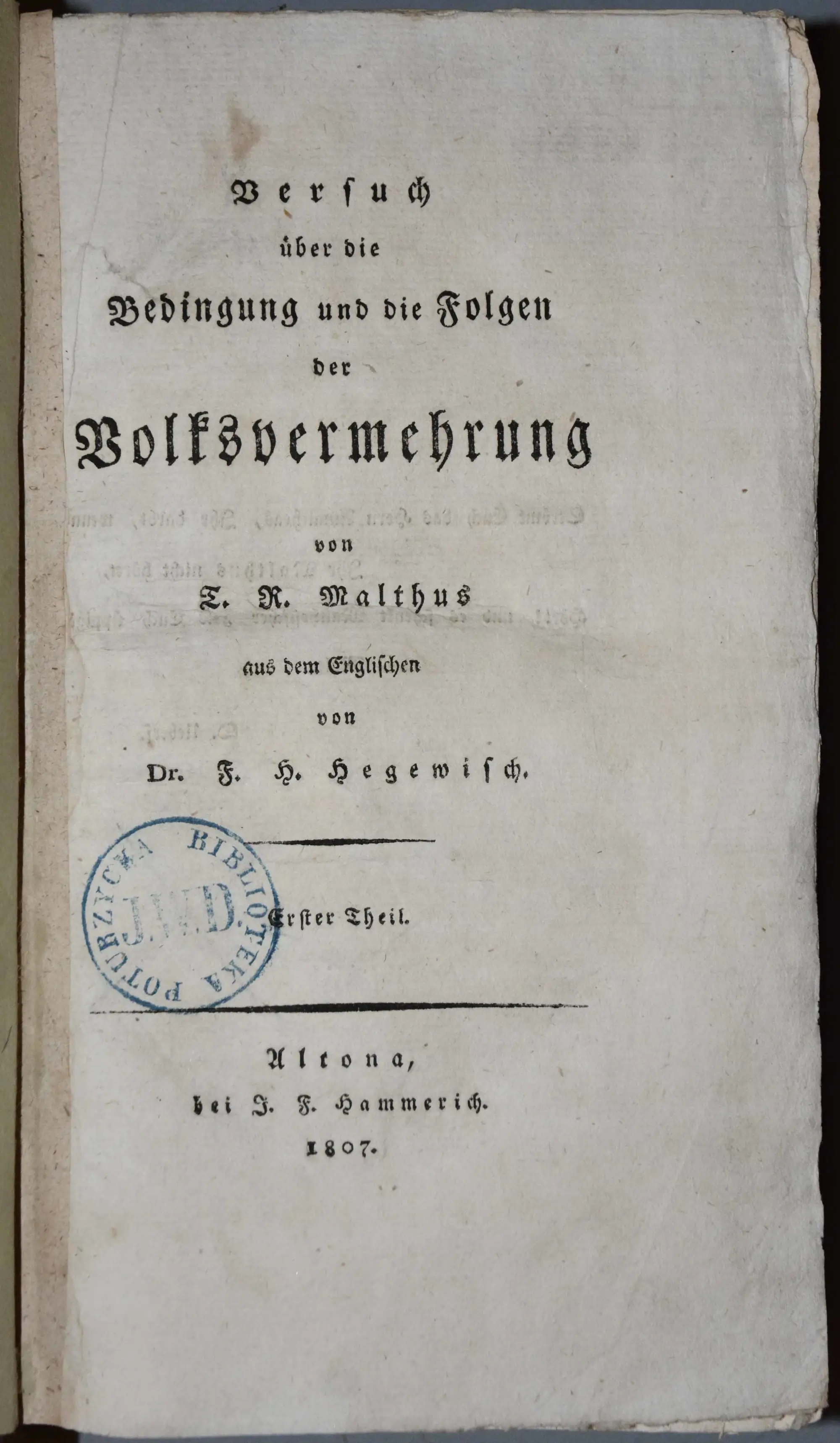 Versuch über die Bedingungen und die Folgen der Volksvermehrung