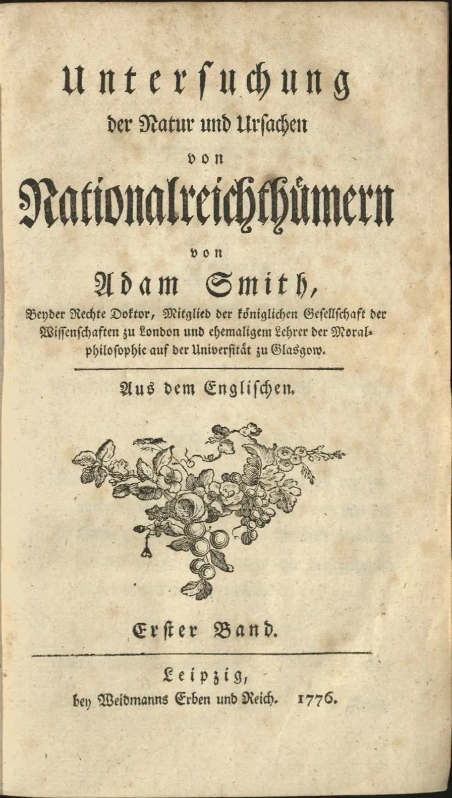 Untersuchung der Natur und Ursachen von Nationalreichthümern