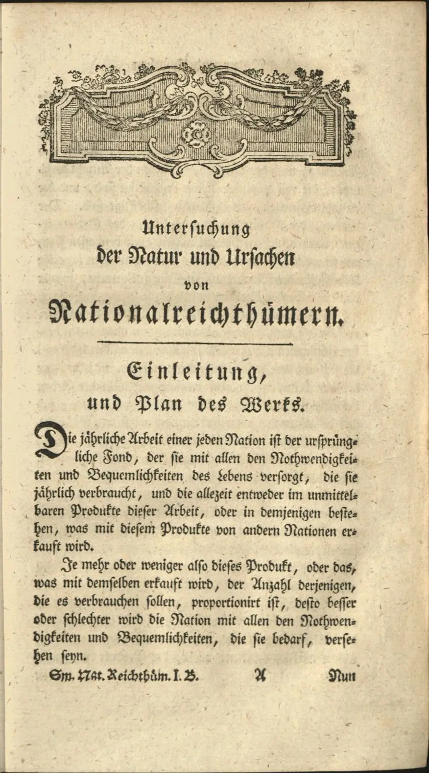 Die deutsche Erstausgabe von Wealth of Nations. Die Übersetzung stammt von einem gewissen Johann Friedrich Schiller.