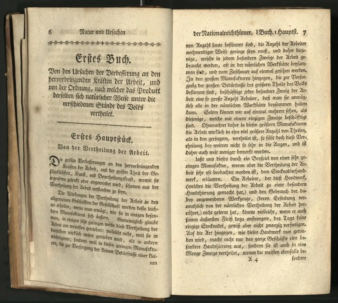 Die deutsche Erstausgabe von Wealth of Nations. Die Übersetzung stammt von einem gewissen Johann Friedrich Schiller.